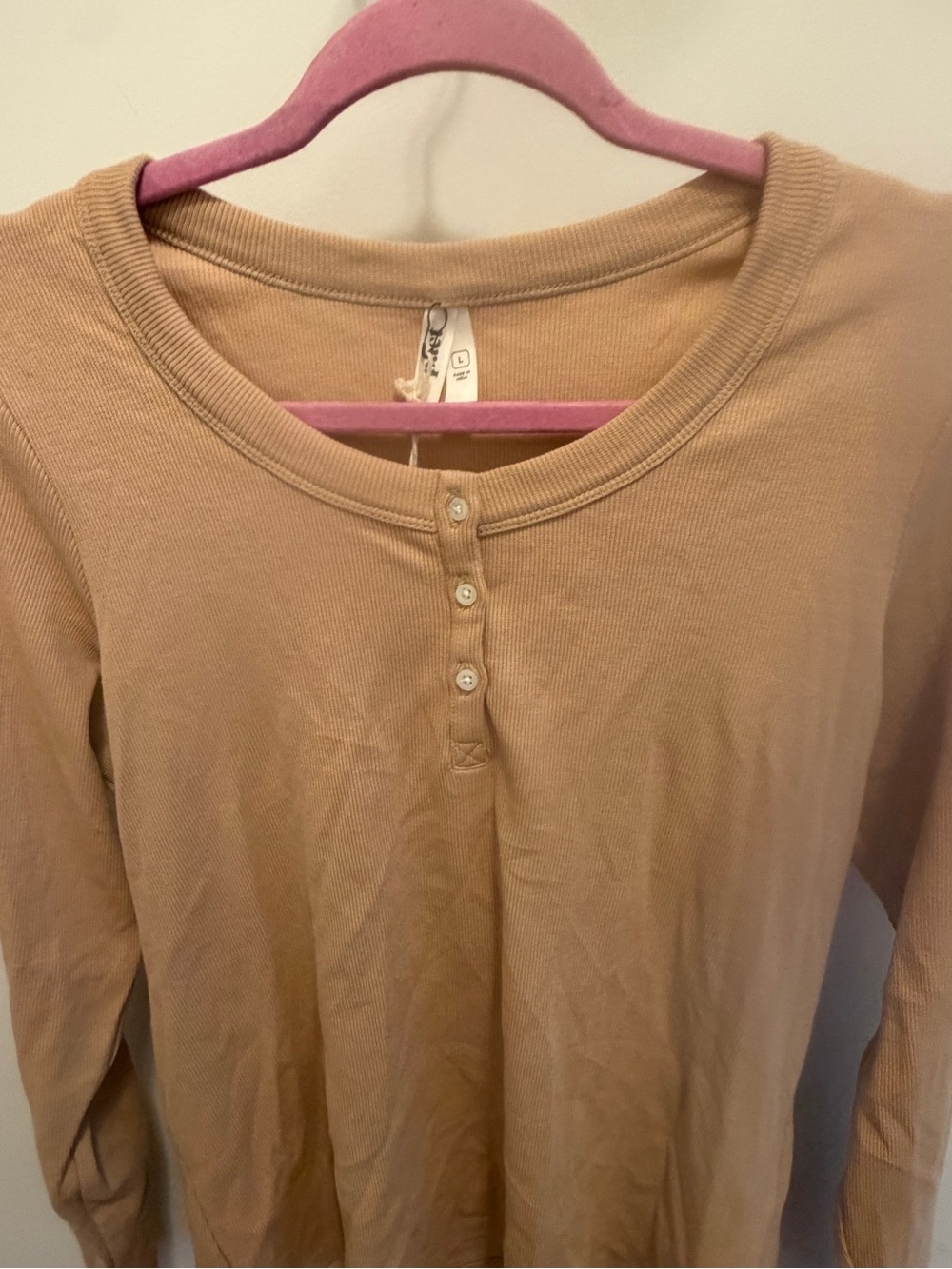 Pact Women's Tan Henley Top
